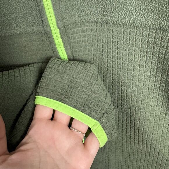 Lands End Men's Grid Fleece Full Zip Jacket 100% Polyester Beetle/Green Size S - Picture 4 of 7